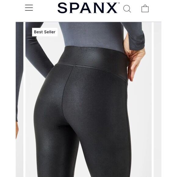 $98 Spanx Women's Black‎ Faux-Leather Leggings Pants Size Medium - Picture 7 of 12